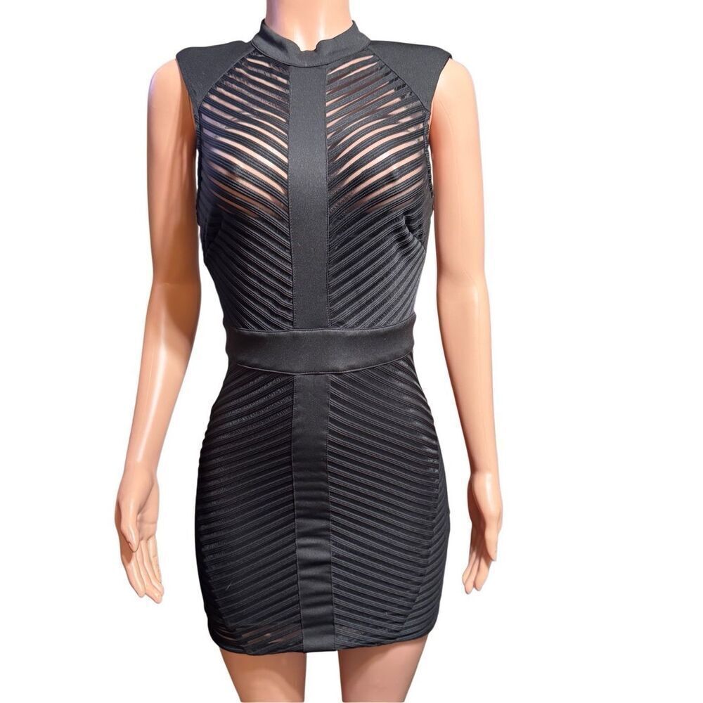 Fashion Nova sleeveless black texture mini dress S